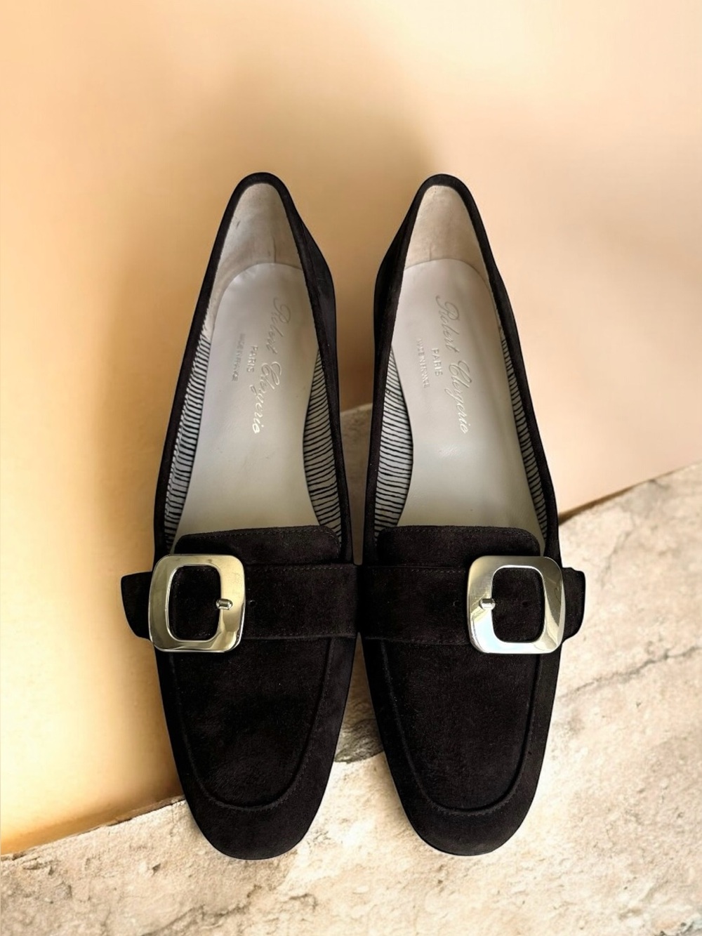 🆕 Robert Clergerie Paris Brown Suede Buckle Loafers Flats